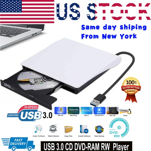 DVD CD RW USB External CD RW Disc Burner Drive Reader Windows 7 10 11 Laptop PC - Afbeelding 24 van 34