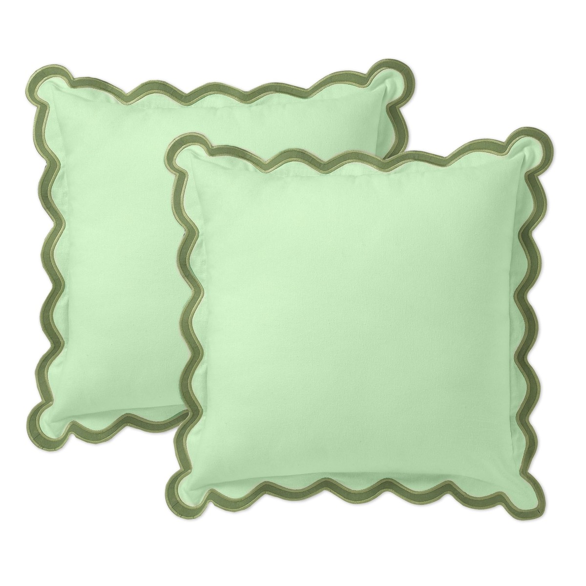 Throw Pillow Covers 20x20 Set of Cotton Scalloped Pillow Cover