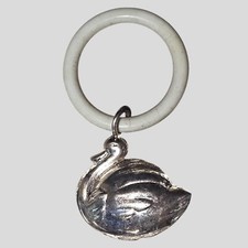 Vintage Silver Plated Swan Rattle With Plasti...