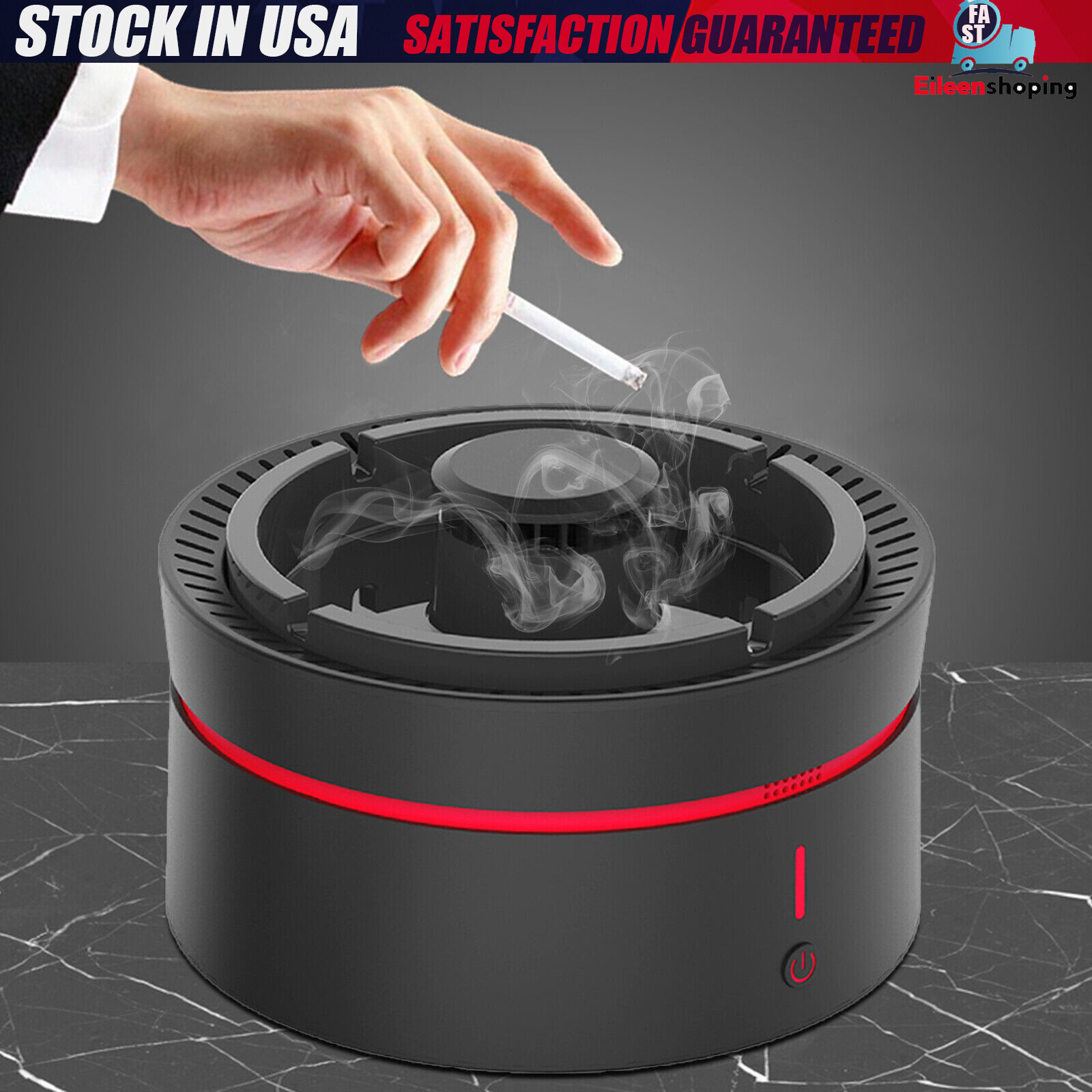 Black Odor Eliminator Smokeless Ashtray World Best Smoke Cigarette Smoke Grabber