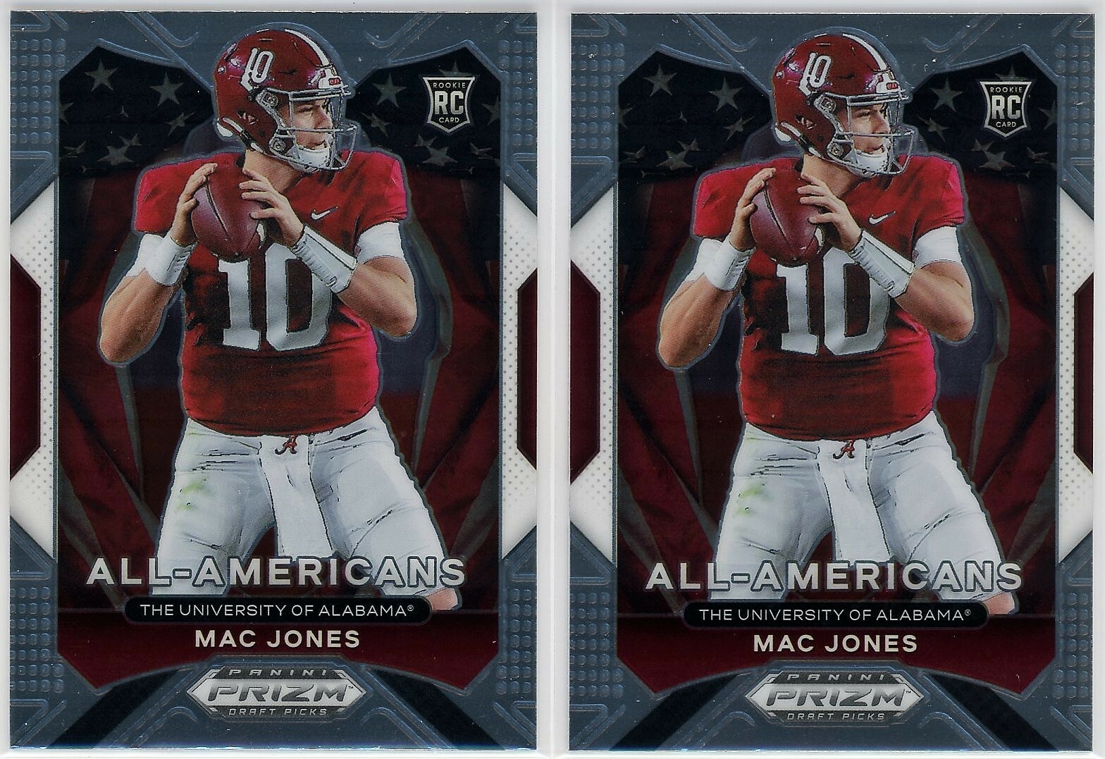 2021 Prizm Draft Picks Mac Jones #183 All-Americans Base PAIR