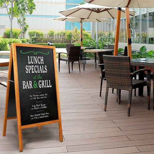 Heavy Rustic Large Wood A-Frame Magnetic LED Chalkboard Blackboard Wedding Cafe - Picture 4 of 45