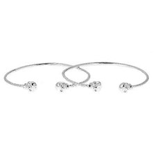 Skull Ends .925 Sterling Silver West Indian Bangles (8 inches, 25 grams) (PAIR)