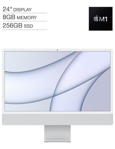 BRAND NEW Apple iMac 24" M1 8-Core 3.1 GHz 8GB RAM 256GB SSD Silver MGPC3LL/A - Afbeelding 3 van 8
