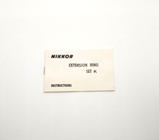 Nikon Nikkor Extension Ring Set K Instructions
