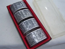 Pewter Napkin Rings SELANDIA NORDIC Sea Norway High Relief SHIP FISHERMEN OCEAN 