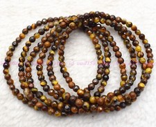 Wholesale 6 Pcs Natural Faceted Tiger Eye 4mm 7.5  Healing Stretch Bracelet
