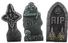Set of 3 Realistic 14" Asst. Halloween Foam Tombstones, Props, Haunted House