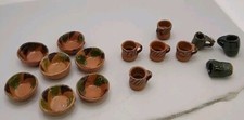 Handmade Tiny Terracotta Dishes Dollhouse Miniature Set Of 16