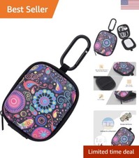 Hard EVA Shockproof Cover - Earbud Case with Carabiner Clip - Black Fireworks