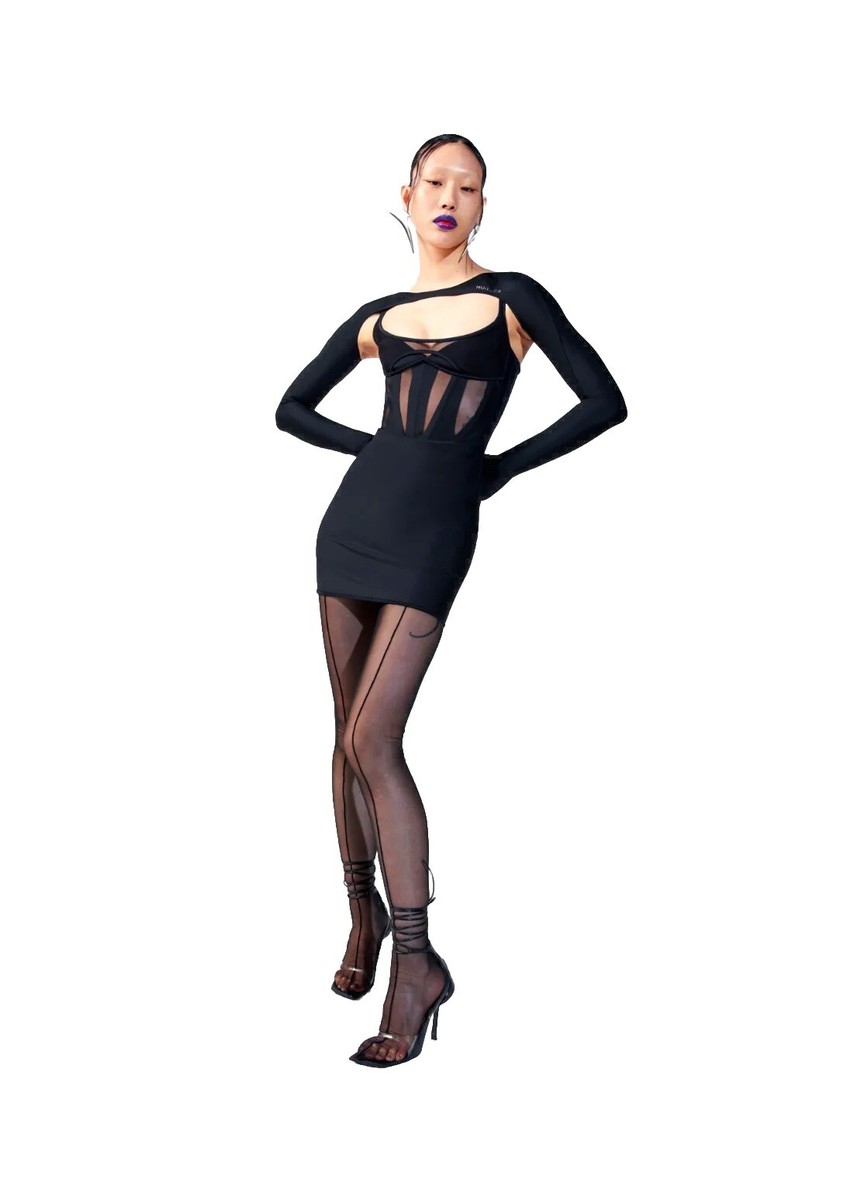 【関税込み】Mugler ブラック Corseted ミニドレス NWT MUGLER H&M Black Corset style mini Dress Black Size L | eBay