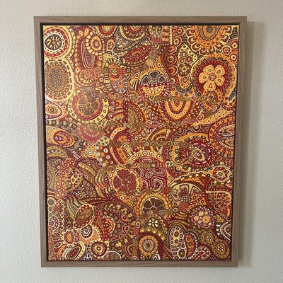 Original Art, Intricate Intuitive Trippy Acrylic Canvas 24  x 30  Framed Signed