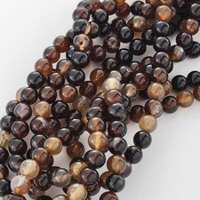 Coffee Striped Agate Beads Brown Gemstone Natural Smooth round 6Mm 8Mm 10Mm