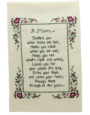 A MOM Shelters You When Times are Bad Finished Cross Stitch Projects Unframed