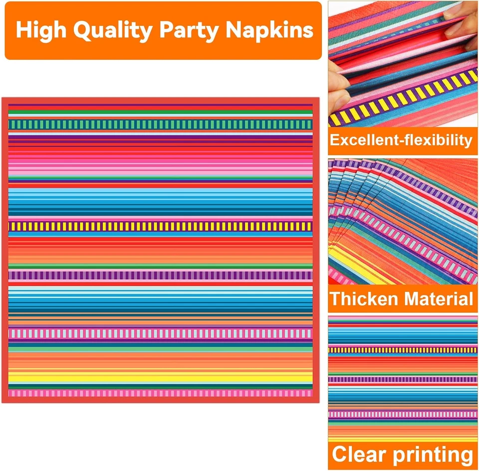 Platos y servilletas de papel ovalados de fiesta mexicana de 11 pulgadas del Cinco de Mayo, Foto 4 de 4