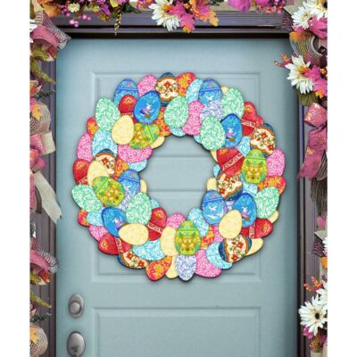 Easter Eggs Holiday Door Wreath by G. DeBrekht | Easter Spring Décor - 8185310H