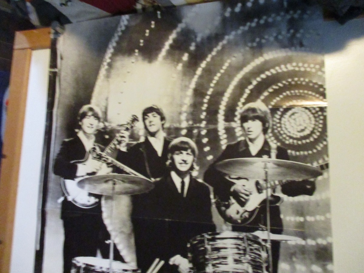 THE BEATLES VINTAGE BLACK & WHITE WIZARD & GENIUS SWISS POSTER