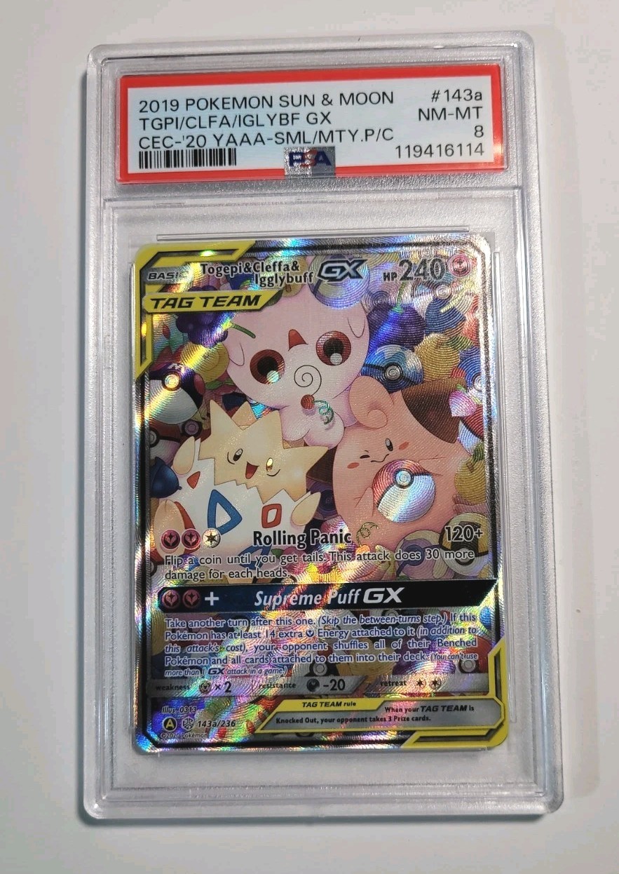 PSA 8 Togepi & Cleffa & Igglybuff GX 143a/236 Alternate Art Promos VERY RARE
