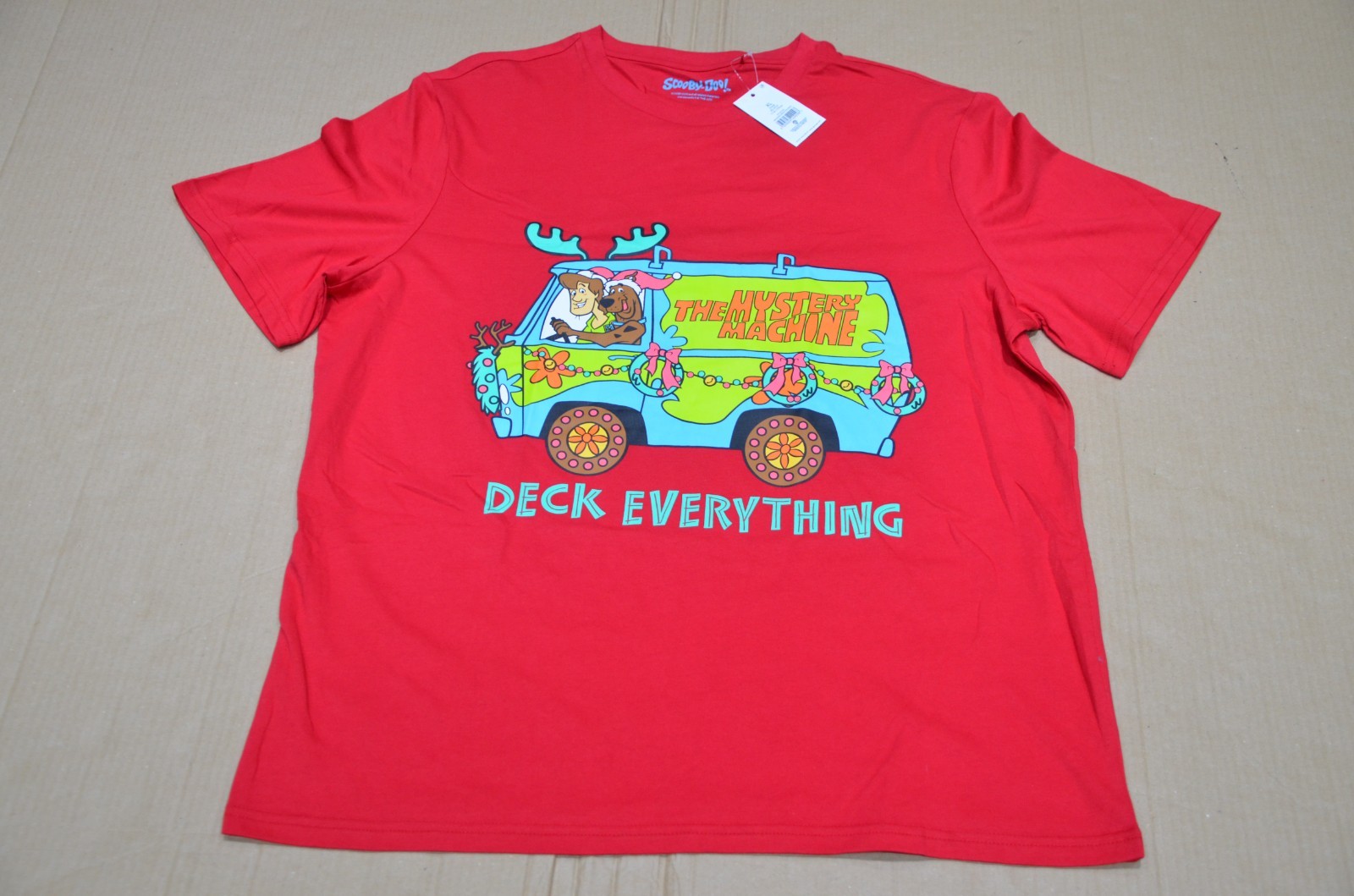 Scooby-Doo! Mystery Machine Christmas Red T-Shirt XL X-Large 45-47"" 114-119cm