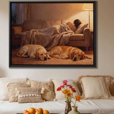 Labrador Framed Dog Canvas Print Oil Painting Living Room Decor Animal Art
