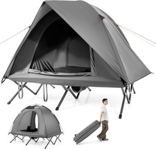 GYMAX 2-Person Tent Cot, 3 in 1 Folding Off-G...