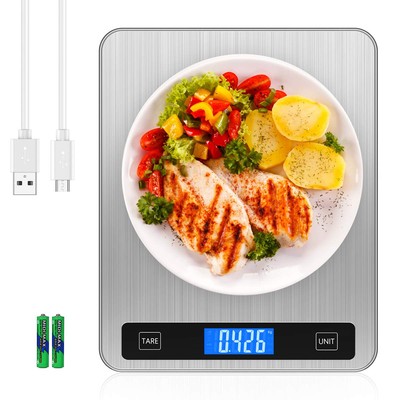 Brifit Digitale Küchenwaage, 20 kg/44 lb Lebensmittelwaage mit großem Edelstahl