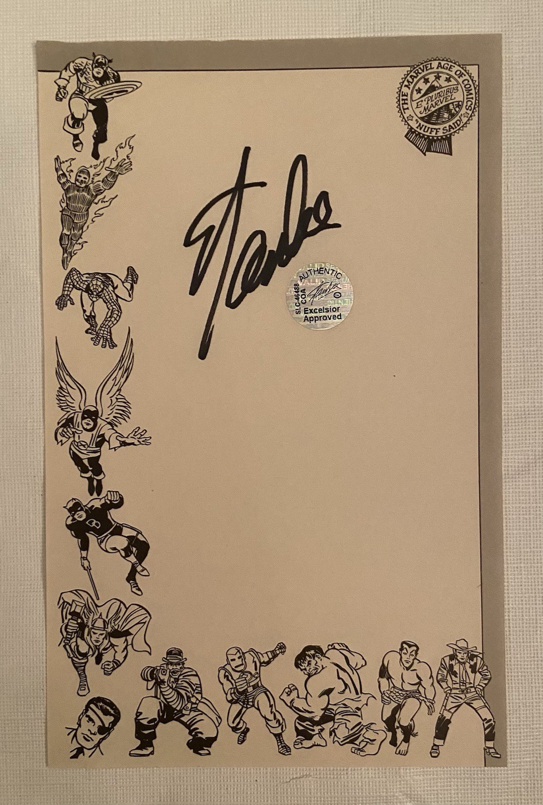 Marvel Comics Group Stationary Page Signed by Stan Lee with COA! Captain America