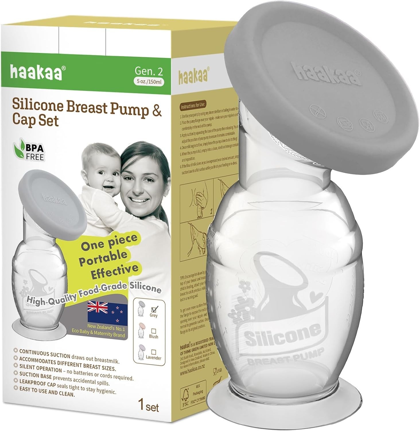 Silikon Milchpumpe Handmilchpumpe mit Saugfuß Auslaufsicher
