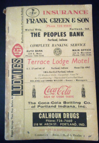 VTG 1965 ROBINSON'S PORTLAND JAY COUNTY INDIANA CITY DIRECTORY TELEPHONE BOOK FW