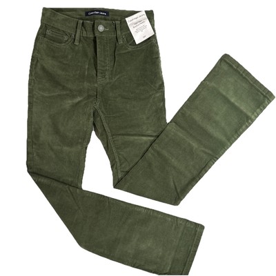Calvin Klein Jeans High Rise Bootcut Corduroy Jeans Women s Size 25P Green NWT