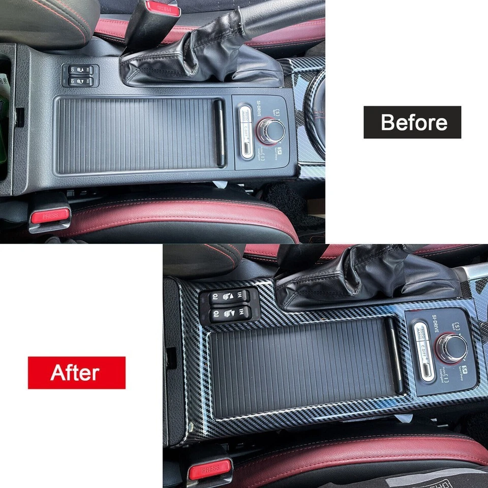 Cubierta de panel de posición de engranaje de fibra de carbono ABS para Subaru WRX STI 2014-2019 Foto 3 de 4