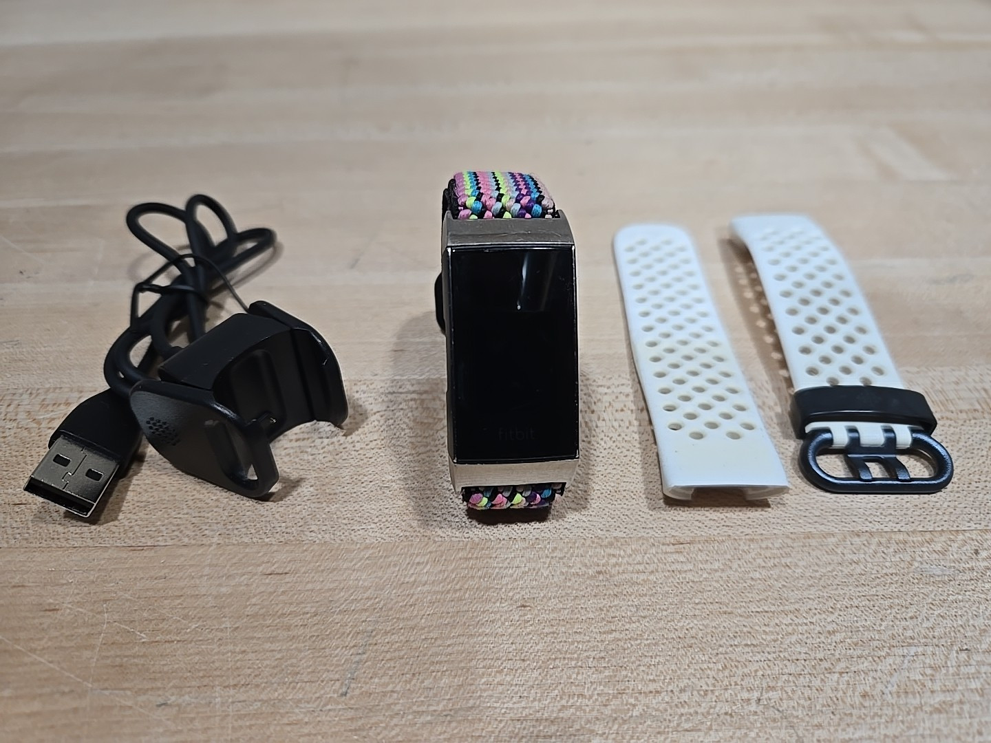 Fitbit Charge 3 Advanced Fitness Tracker FB410 Extra Strap (New USB Charge Cable-image