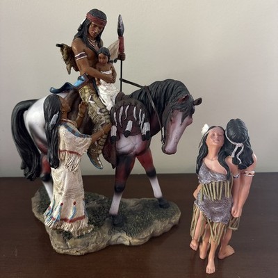 RARE Set/2 Resin Indian Sculptures w Detail.  11'' Tall-Absolutely Spectacular!!