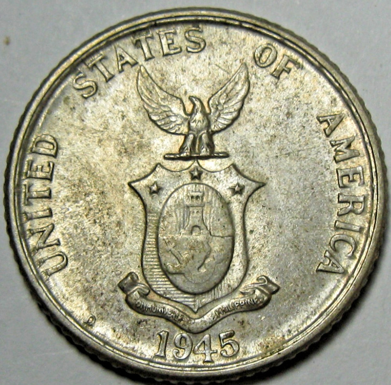 1945 Philippines 20 Centavos - 75% Silver  Coin - #11425-24