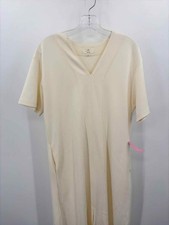 Pre-Owned P Cill Ivory Size Small Shift Midi Short Sleeve Dress