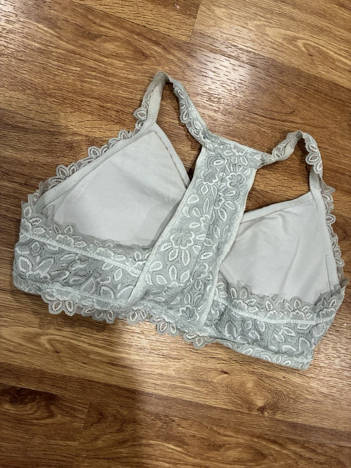 Bralette Aerie Azul Claro Encaje Espalda Corredora Talla XL Inalámbrico Foto 3 de 4