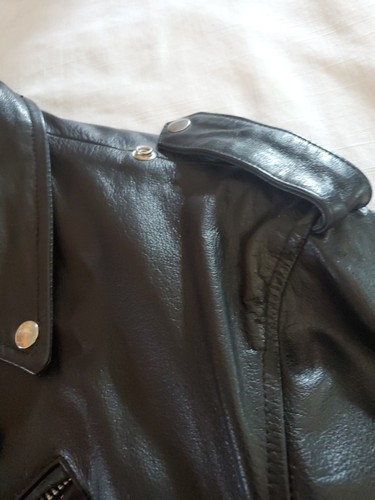 Vtg. 90's Durkee's Express Men's Black Leather Jacket Motorcycle XXL Tall - Picture 9 of 20