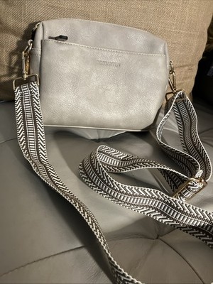 Bostanten  Guitar Strap Cross Body Bag Light Gray Vegan Leather