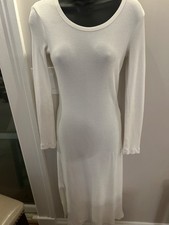 James Perse Long Sleeve Ivory Textured Bodycon Maxi Dress Crew  Size 2 S-M