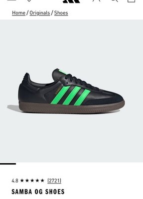 NEW Adidas Samba OG Black/Screaming Green/Gum Women s 7.5