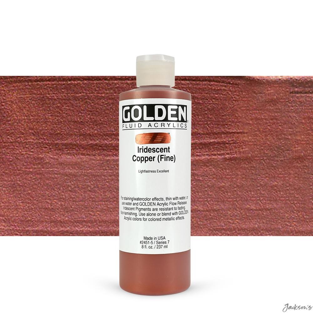 Golden Fluid Acrylic Paint Iridescent Copper Fine 237ml Bottle For Artists
