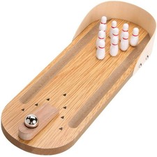 Table Top Mini Bowling Game Set-Tabletop Wooden Board Small, White
