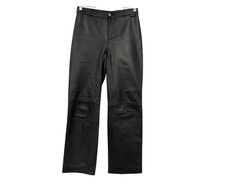 Versace Womens Leather Pants Sz 4 XS Black Straight High Rise Trousers