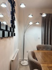 Nikkala floor lamp chrome, marble, white, 5-light sources