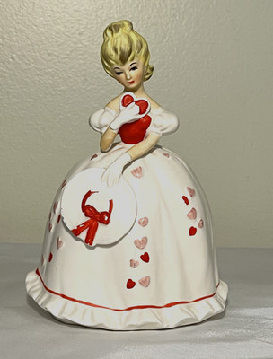 Vintage Lefton Japan Ceramic 6.5'' Blonde Valentine Girl Planter W/Hearts