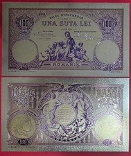 ROMANIA 100 LEI 1877 BU,FANTASY NOTE,SILVER FOIL,ALLEGORY OF ROMANIA AS A LAUREA