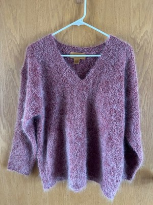 Vintage CLASSIQUES ENTIER  mohair/wool blend P/S sweater, brick/white color