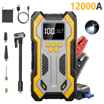12000A Car Jump Starter w/ Air compressor Booster Jumper Power Bank Car Battery
