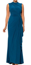 Stunning NWT Betsy  Adam Women's Ruched Draped Gown, Size 12, Mallard, 209