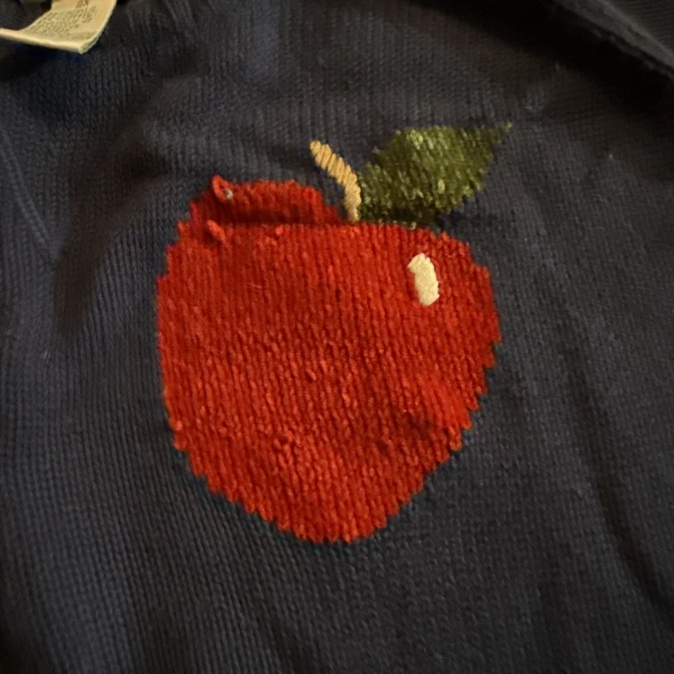 Teacher Apple Sweater Back to School The Quacker Factory 2X Green Red Blue - Image 4 of 4